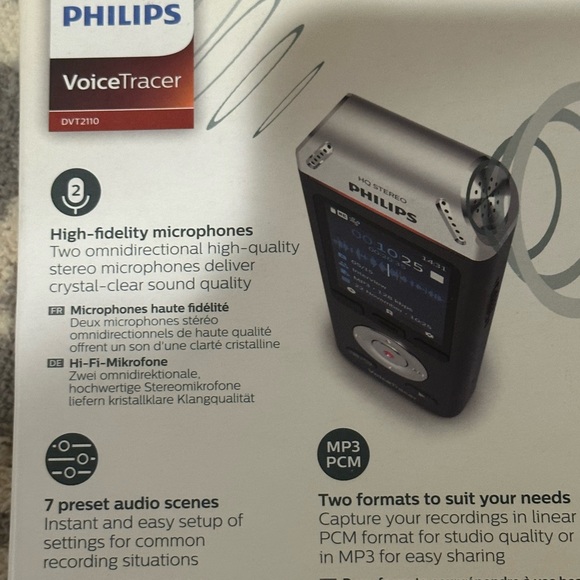 Philips Voice Tracer Audio Recorder (DVT2110) New & Never Used ☀️ - Picture 8 of 11